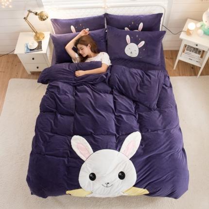 91家纺网 家纺一手货源 找家纺 （总） 青竹苑 2020新款贴布绣花水晶绒四件套