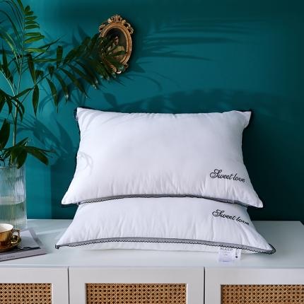 （总）赛格时代家居   枕芯 简约绣花羽丝绒枕蕾丝边