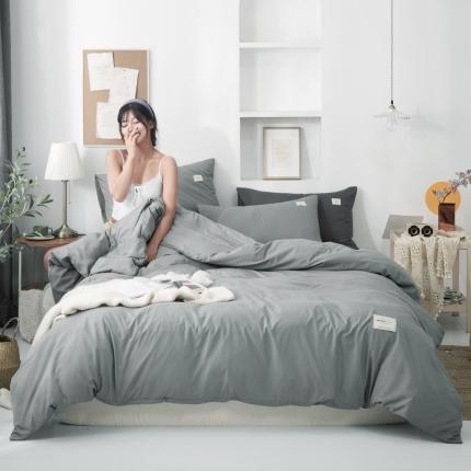91家纺网 家纺一手货源 找家纺 优宜家 2023新款磨毛双拼四件套 银灰