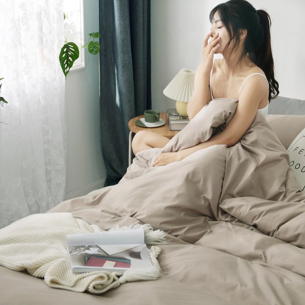 91家纺网 家纺一手货源 找家纺 优宜家 2023新款磨毛双拼四件套 卡其