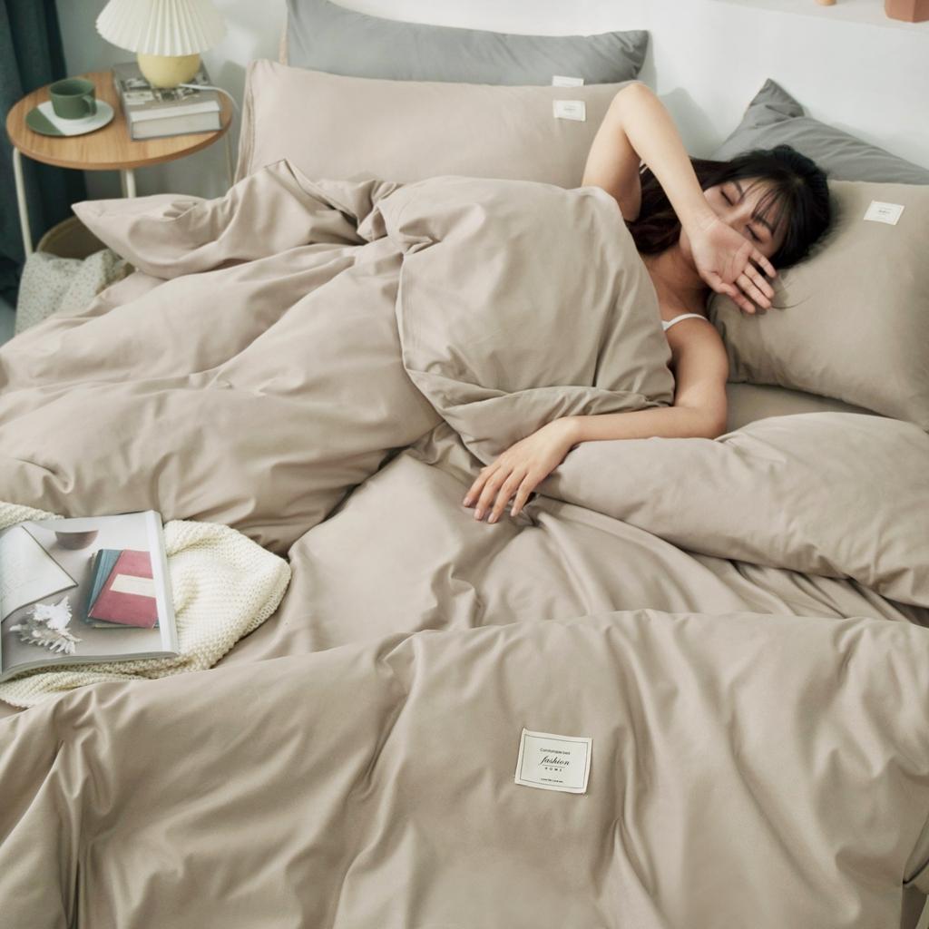 91家纺网 家纺一手货源 找家纺 优宜家 2023新款磨毛双拼四件套 卡其