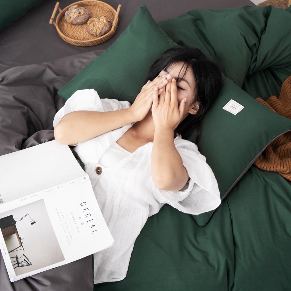 91家纺网 家纺一手货源 找家纺 优宜家 2023新款磨毛双拼四件套 墨绿+灰