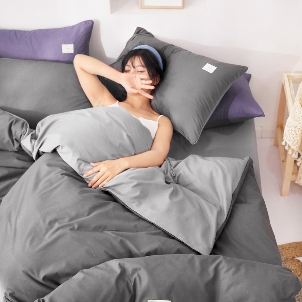 91家纺网 家纺一手货源 找家纺 优宜家 2023新款磨毛双拼四件套 深灰+浅灰