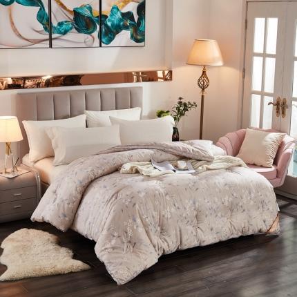 91家纺网 家纺一手货源 找家纺 啊雅家居 2025新款富贵绒大豆纤维羽丝绒被冬被立体边美人菊