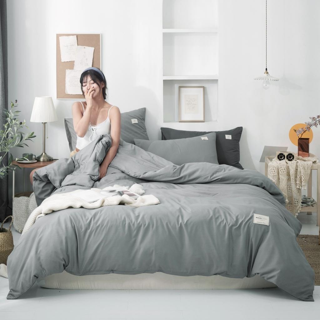 91家纺网 家纺一手货源 找家纺 优宜家 2023新款磨毛双拼四件套 银灰