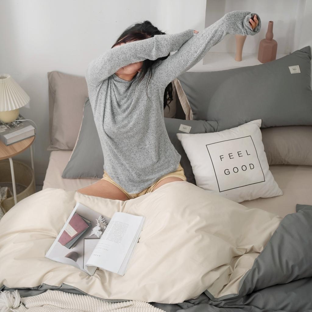 91家纺网 家纺一手货源 找家纺 优宜家 2023新款磨毛双拼四件套 银灰+浅卡