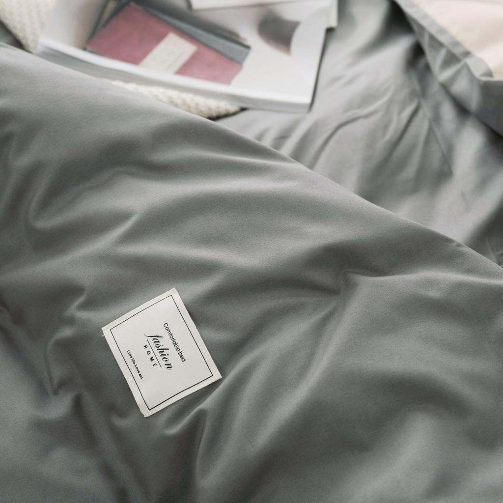 91家纺网 家纺一手货源 找家纺 优宜家 2023新款磨毛双拼四件套 银灰+浅卡