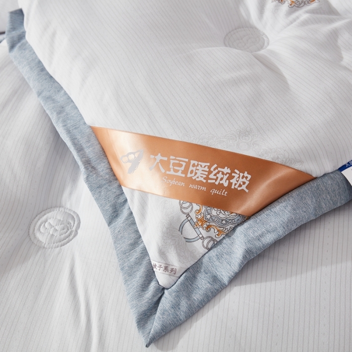 91家纺网 家纺一手货源 找家纺 啊雅家居2025新款富贵绒大豆纤维羽丝绒被冬被 镶边款欧8灰