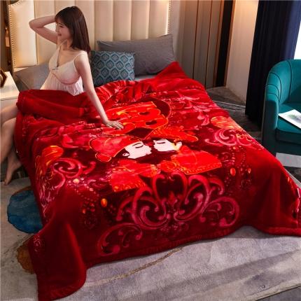 91家纺网 家纺一手货源 找家纺 凤凰林 2020新款拉舍尔毛毯 喜结连理