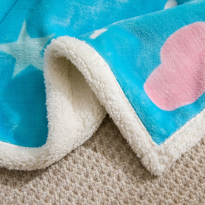 91家纺网 家纺一手货源 找家纺 茗婷家纺 2025款羊羔绒双层加厚保暖儿童毛毯云毯供外贸跨境亚马逊TRMU 彩虹马