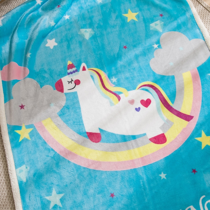 91家纺网 家纺一手货源 找家纺 茗婷家纺 2025款羊羔绒双层加厚保暖儿童毛毯云毯供外贸跨境亚马逊TRMU 彩虹马