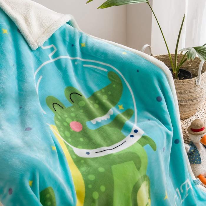 91家纺网 家纺一手货源 找家纺 茗婷家纺 2025款羊羔绒双层加厚保暖儿童毛毯云毯供外贸跨境亚马逊TRMU 鳄鱼