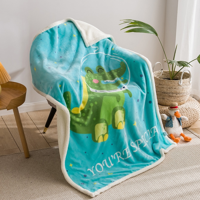 91家纺网 家纺一手货源 找家纺 茗婷家纺 2025款羊羔绒双层加厚保暖儿童毛毯云毯供外贸跨境亚马逊TRMU 鳄鱼