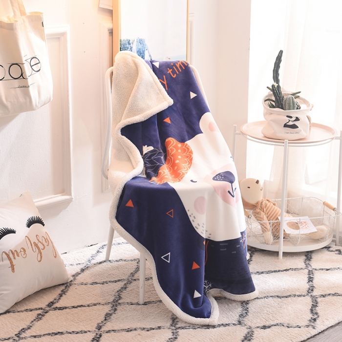 91家纺网 家纺一手货源 找家纺 茗婷家纺 2025款羊羔绒双层加厚保暖儿童毛毯云毯供外贸跨境亚马逊TRMU 可爱小白熊