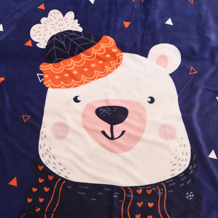 91家纺网 家纺一手货源 找家纺 茗婷家纺 2025款羊羔绒双层加厚保暖儿童毛毯云毯供外贸跨境亚马逊TRMU 可爱小白熊