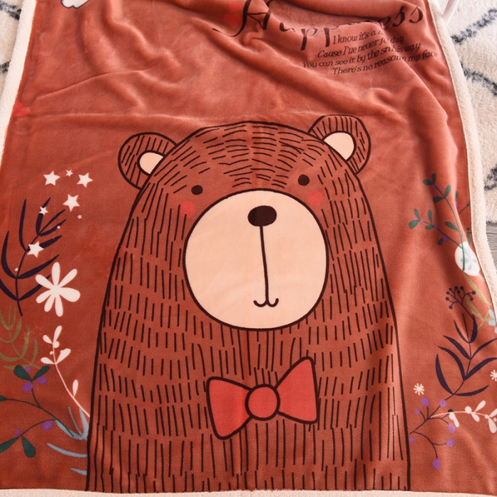 91家纺网 家纺一手货源 找家纺 茗婷家纺 2025款羊羔绒双层加厚保暖儿童毛毯云毯供外贸跨境亚马逊TRMU 云朵熊