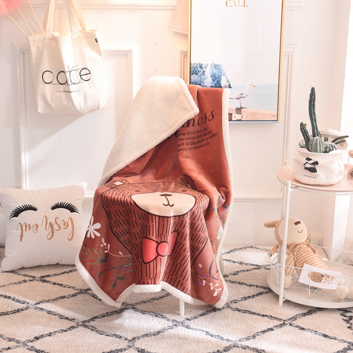 91家纺网 家纺一手货源 找家纺 茗婷家纺 2025款羊羔绒双层加厚保暖儿童毛毯云毯供外贸跨境亚马逊TRMU 云朵熊