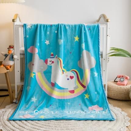 91家纺网 家纺一手货源 找家纺 茗婷家纺 2025新款双层定位童毯 彩虹马