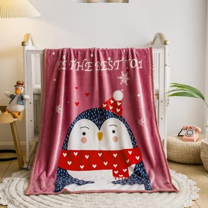 91家纺网 家纺一手货源 找家纺 茗婷家纺 2025新款双层定位童毯 企鹅豆沙