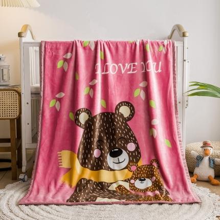 91家纺网 家纺一手货源 找家纺 茗婷家纺 2025新款双层定位童毯 小熊母子