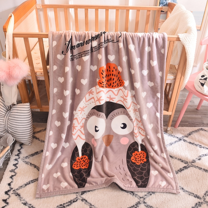 91家纺网 家纺一手货源 找家纺 茗婷家纺 2025新款双层定位童毯 爱心猫头鹰