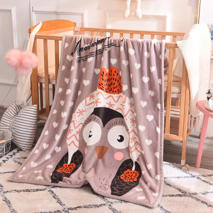 91家纺网 家纺一手货源 找家纺 茗婷家纺 2025新款双层定位童毯 爱心猫头鹰