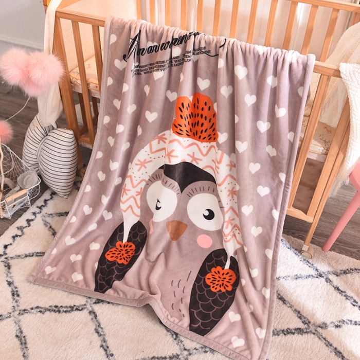 91家纺网 家纺一手货源 找家纺 茗婷家纺 2025新款双层定位童毯 爱心猫头鹰