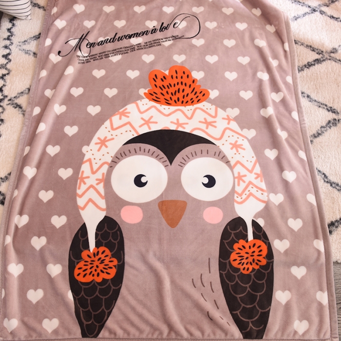 91家纺网 家纺一手货源 找家纺 茗婷家纺 2025新款双层定位童毯 爱心猫头鹰