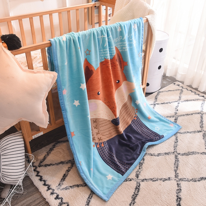 91家纺网 家纺一手货源 找家纺 茗婷家纺 2025新款双层定位童毯 围巾狐狸