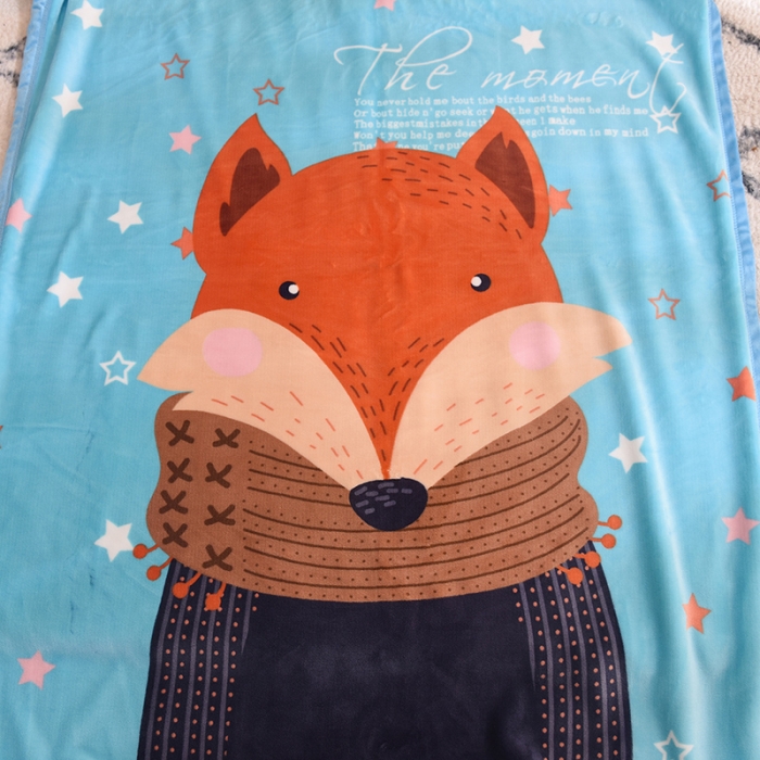 91家纺网 家纺一手货源 找家纺 茗婷家纺 2025新款双层定位童毯 围巾狐狸