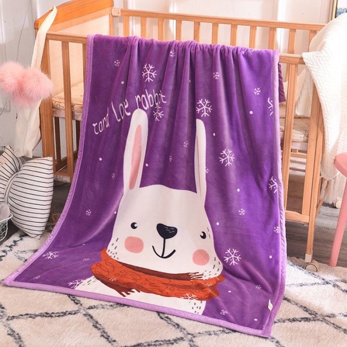 91家纺网 家纺一手货源 找家纺 茗婷家纺 2025新款双层定位童毯 长耳白兔