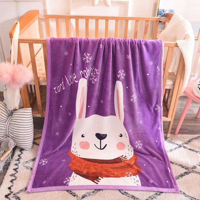 91家纺网 家纺一手货源 找家纺 茗婷家纺 2025新款双层定位童毯 长耳白兔