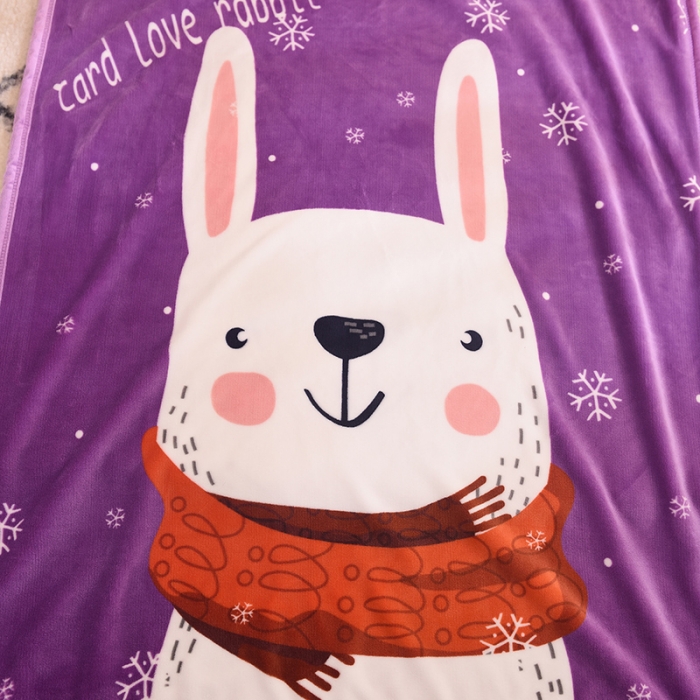 91家纺网 家纺一手货源 找家纺 茗婷家纺 2025新款双层定位童毯 长耳白兔