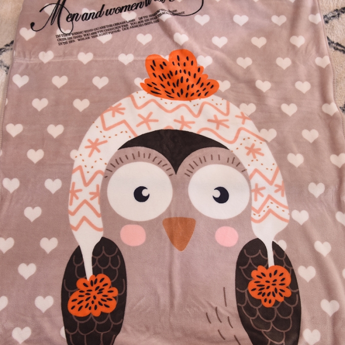 91家纺网 家纺一手货源 找家纺 茗婷家纺 2025新款单层定位童毯 爱心猫头鹰