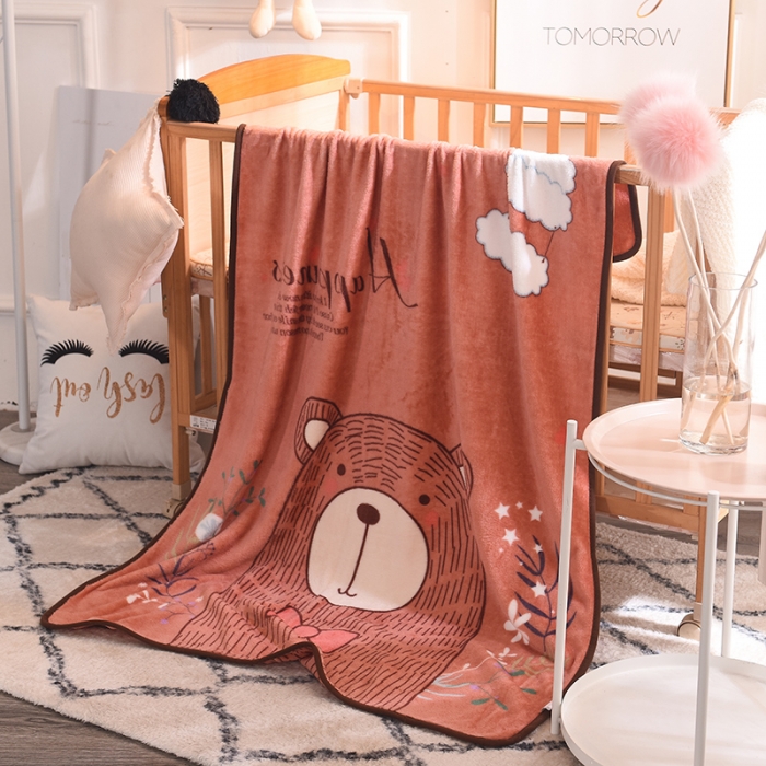 91家纺网 家纺一手货源 找家纺 茗婷家纺 2025新款单层定位童毯 云朵熊