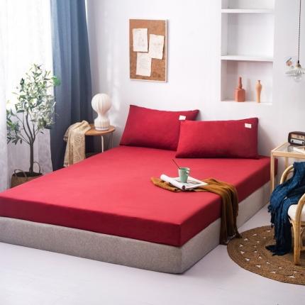 优宜家 2023新款磨毛双拼单品床笠 酒红