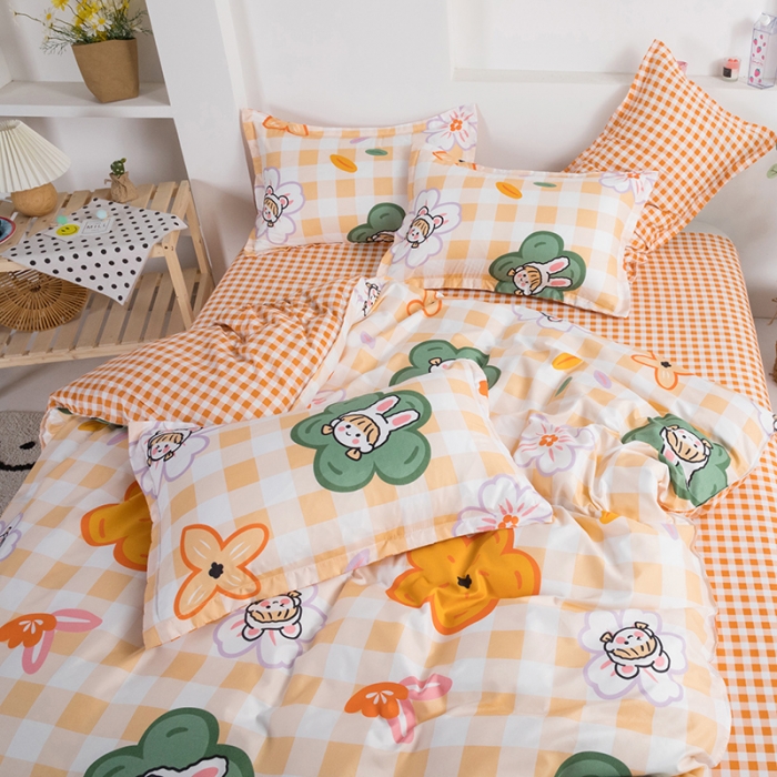 91家纺网 家纺一手货源 找家纺 米粒 2021新款芦荟棉套件 元气少女