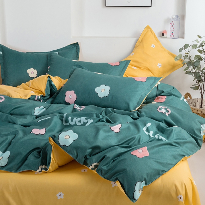 91家纺网 家纺一手货源 找家纺 米粒 2021新款芦荟棉套件 幸运花