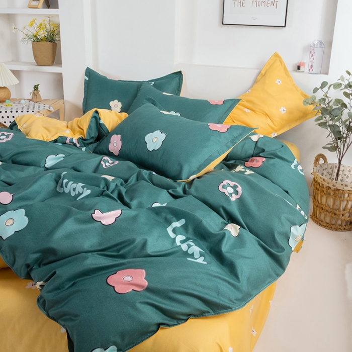 91家纺网 家纺一手货源 找家纺 米粒 2021新款芦荟棉套件 幸运花