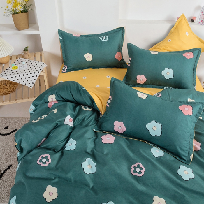 91家纺网 家纺一手货源 找家纺 米粒 2021新款芦荟棉套件 幸运花