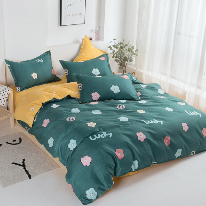 91家纺网 家纺一手货源 找家纺 米粒 2021新款芦荟棉套件 幸运花