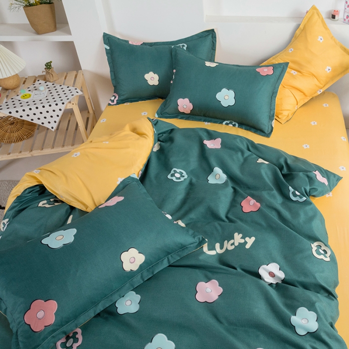 91家纺网 家纺一手货源 找家纺 米粒 2021新款芦荟棉套件 幸运花