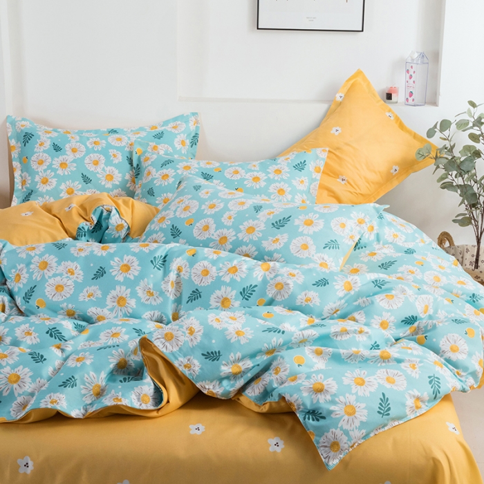 91家纺网 家纺一手货源 找家纺 米粒 2021新款芦荟棉套件 小雏菊