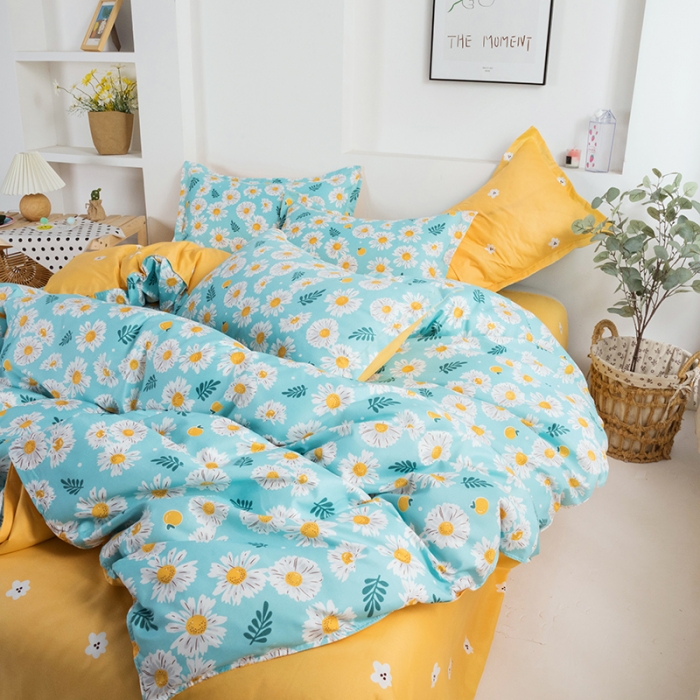 91家纺网 家纺一手货源 找家纺 米粒 2021新款芦荟棉套件 小雏菊