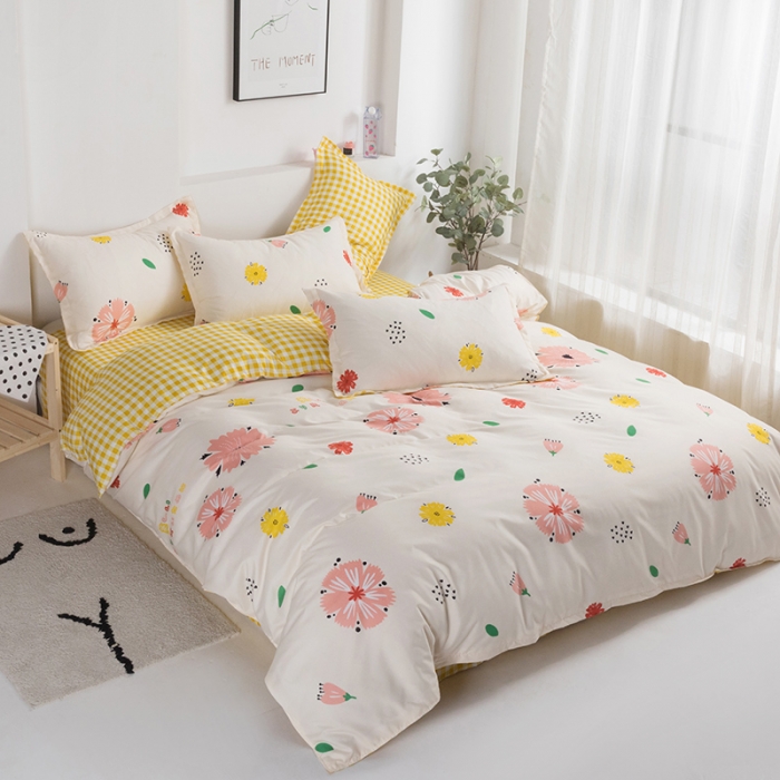 91家纺网 家纺一手货源 找家纺 米粒 2021新款芦荟棉套件 花精灵