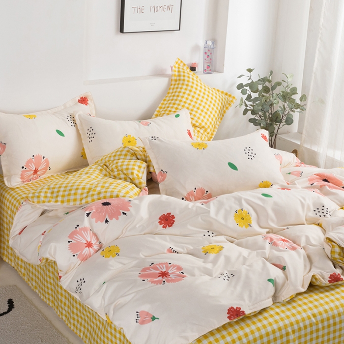 91家纺网 家纺一手货源 找家纺 米粒 2021新款芦荟棉套件 花精灵