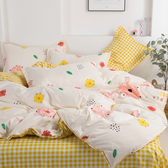 91家纺网 家纺一手货源 找家纺 米粒 2021新款芦荟棉套件 花精灵