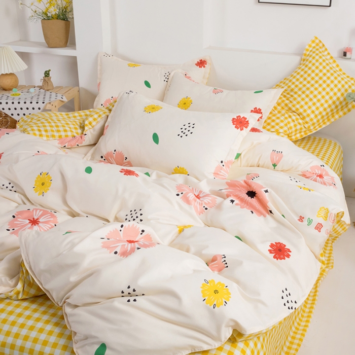 91家纺网 家纺一手货源 找家纺 米粒 2021新款芦荟棉套件 花精灵