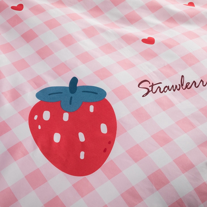 91家纺网 家纺一手货源 找家纺 米粒 2021新款芦荟棉套件 草莓格