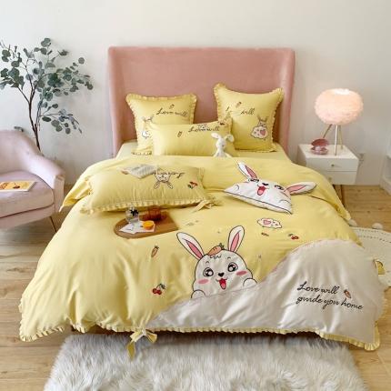 馨蕊家居 2021新款60s双股埃及长绒棉四件套 玥宝兔黄